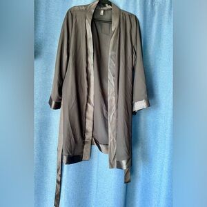 Sheer robe with satin edges